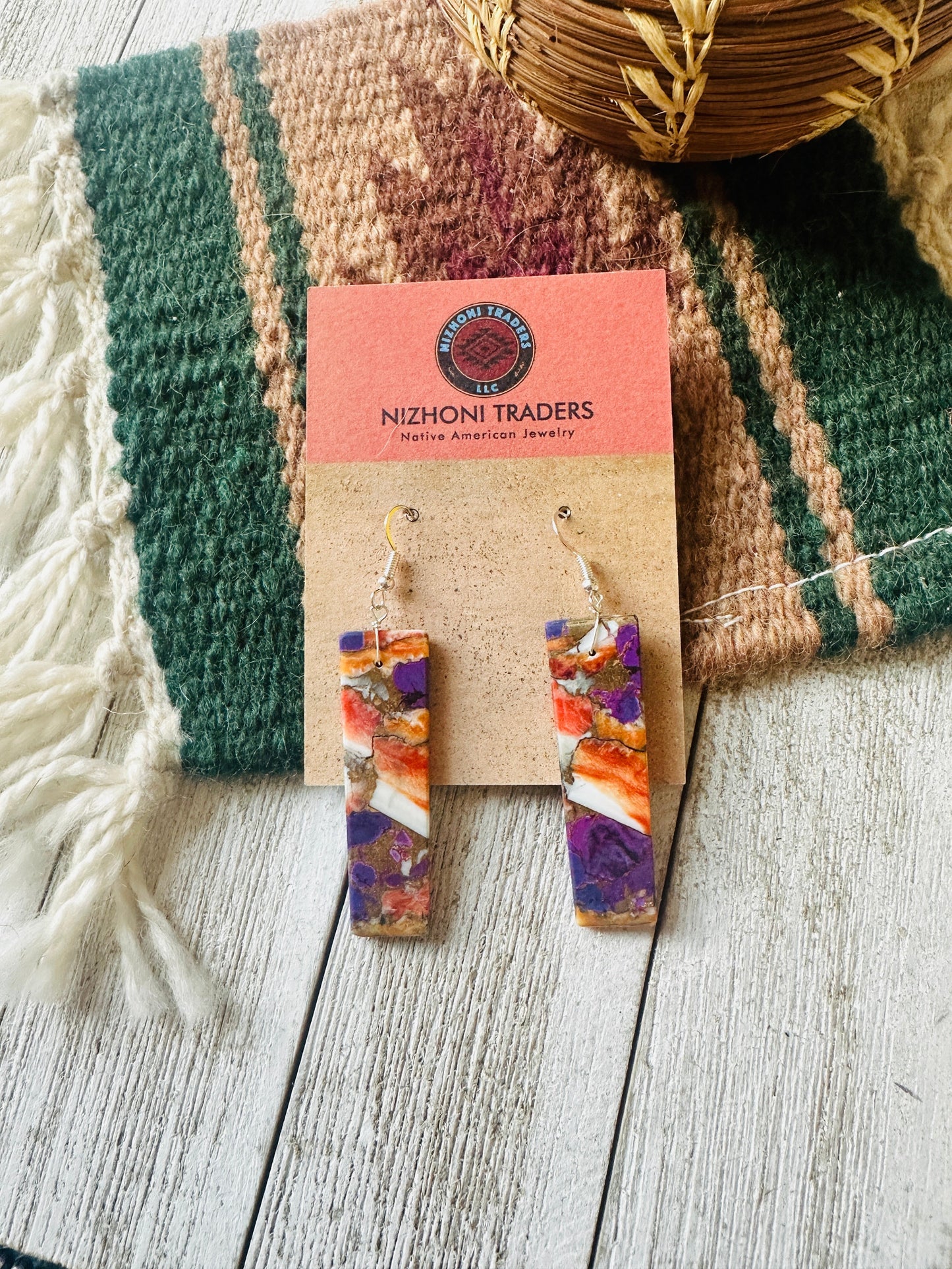 Handcrafted Sterling Silver & Purple Spice Slab Dangle Earrings