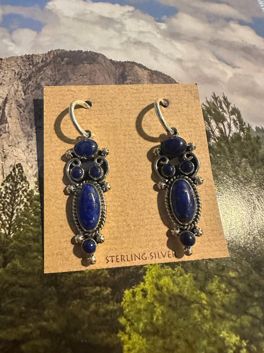 Handmade Sterling Silver Lapis Dangle Earrings By Dan Dodson