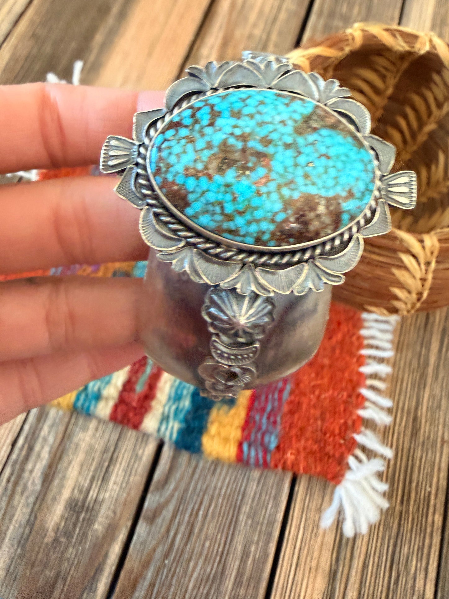 Handcrafted Sleeping Beauty Turquoise & Sterling Silver Cuff Bracelet by Kevin Billah