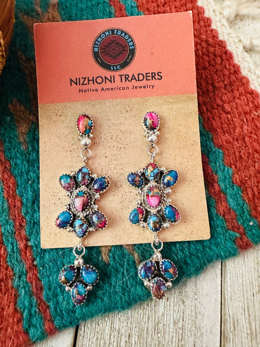 Handcrafted Pink Dream Mojave & Sterling Silver Dangle Earrings