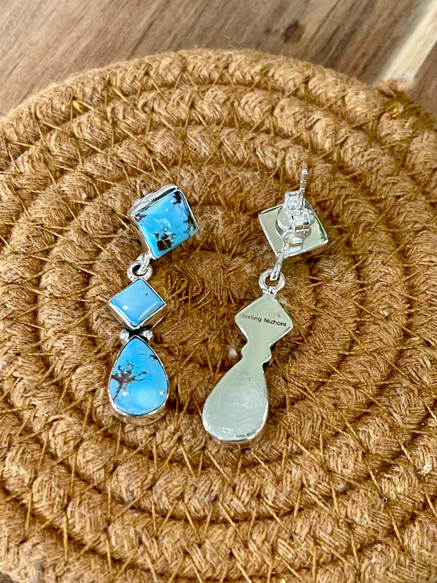 Handcrafted Sterling Silver & Golden Hills Post Dangle Earrings