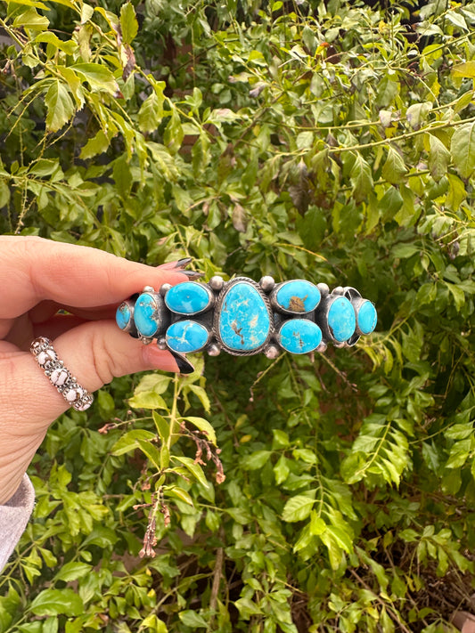Beautiful Kathleen Livingston Handcrafted Sterling Turquoise Bracelet Cuff Signed