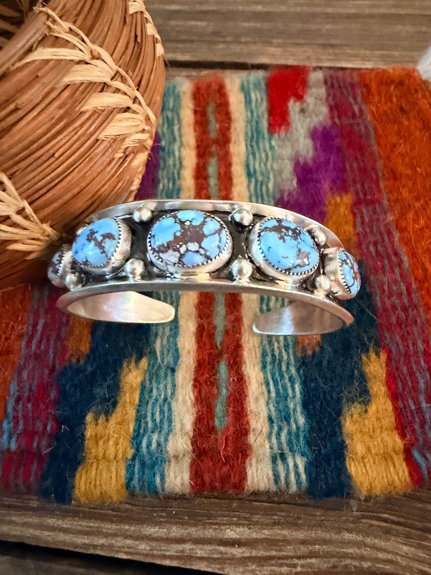Handcrafted Golden Hills Turquoise & Sterling Silver Cuff Bracelet by Paul Largo