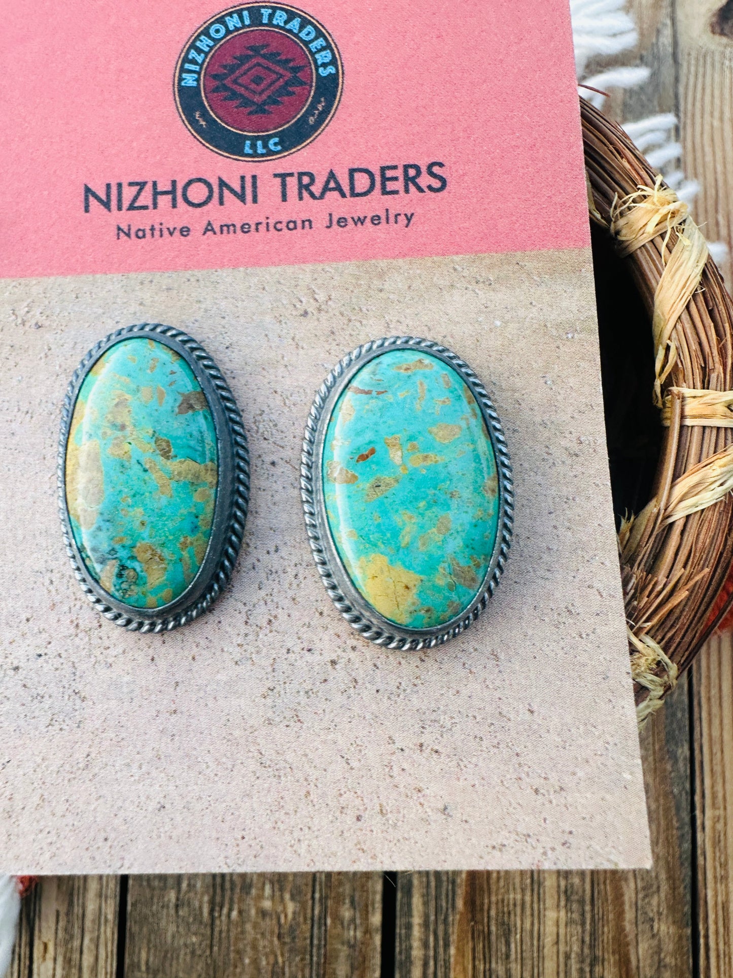 Handcrafted Sterling Silver & Royston Turquoise Post Earrings