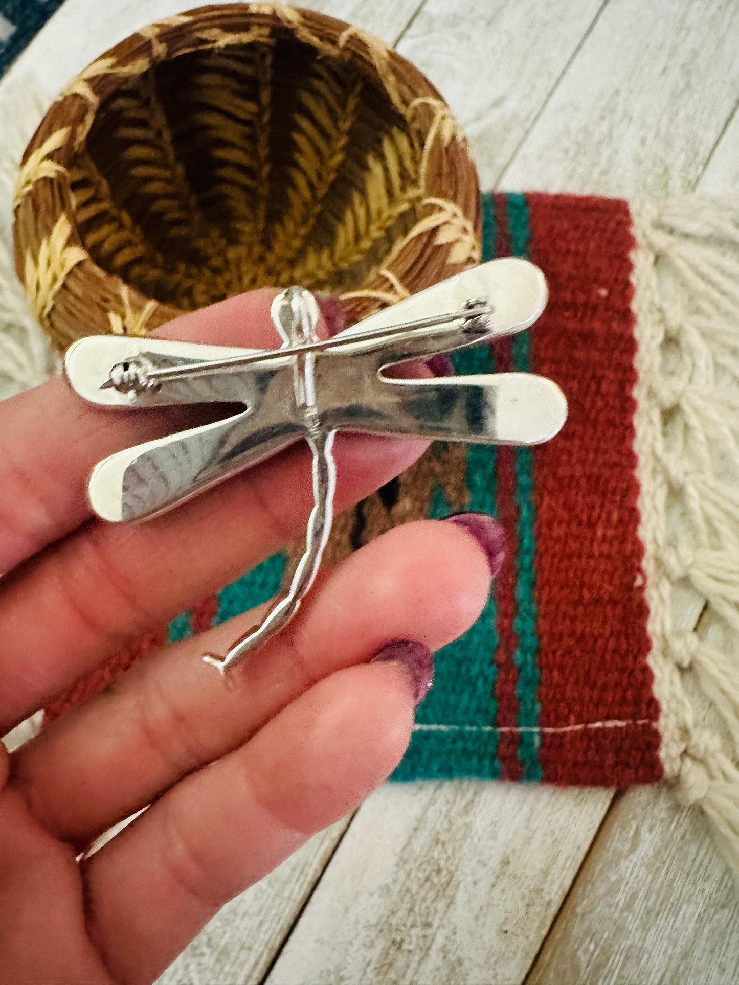 Handcrafted Sterling Silver and Multi Stone Inlay Dragonfly Brooch