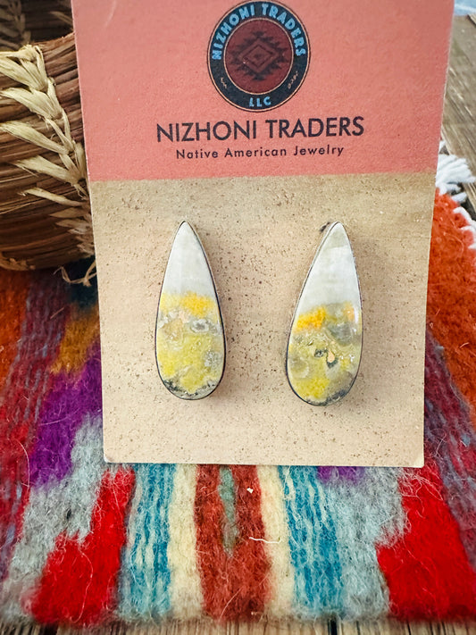 Handcrafted Bumblebee & Sterling Silver Post Earrings