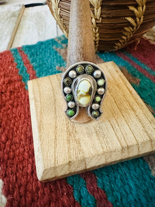 Handcrafted Sterling Silver & Turquoise Adjustable Horseshoe Ring