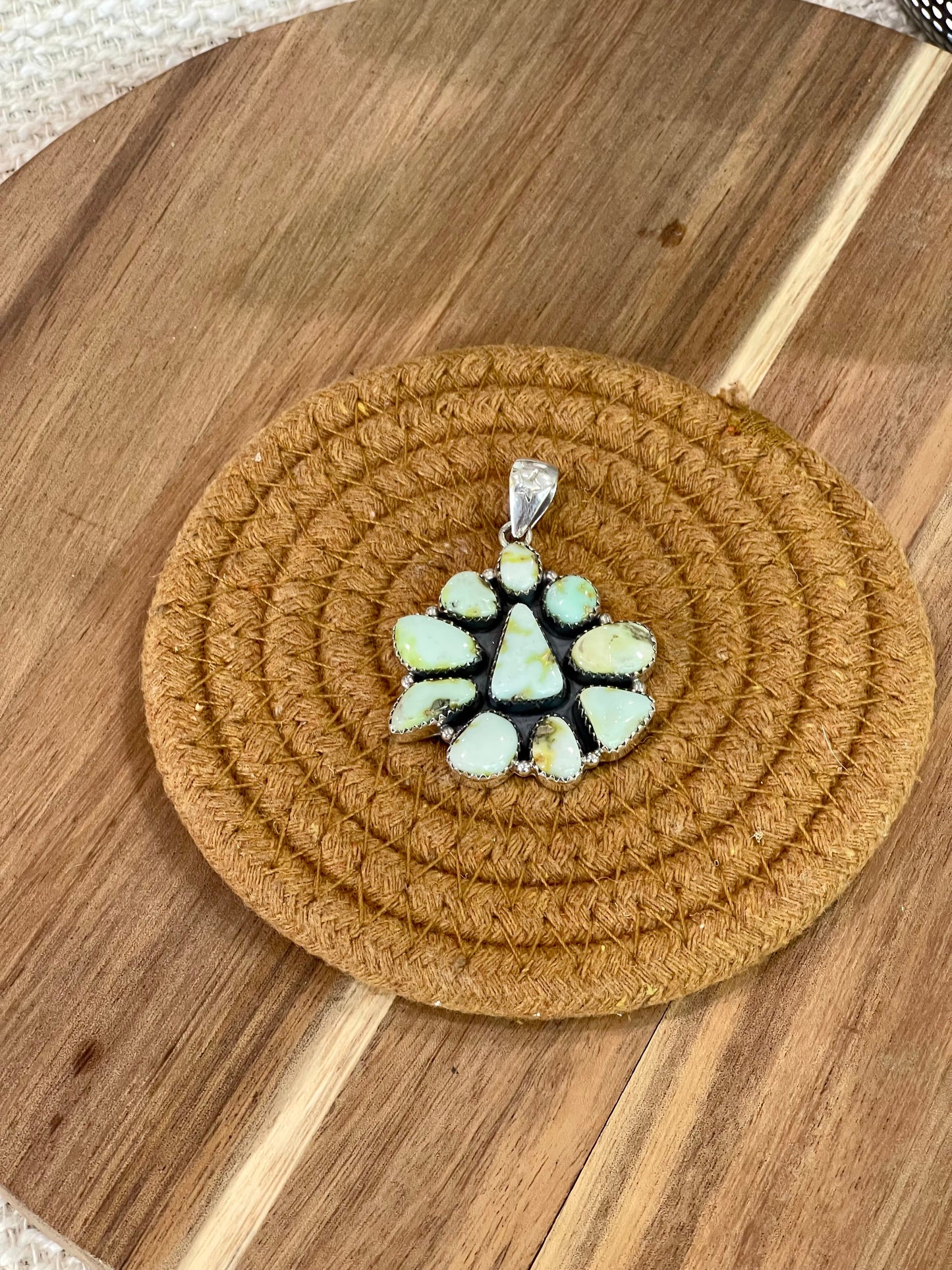 Handmade Sterling Silver & Palomino Cluster Pendant