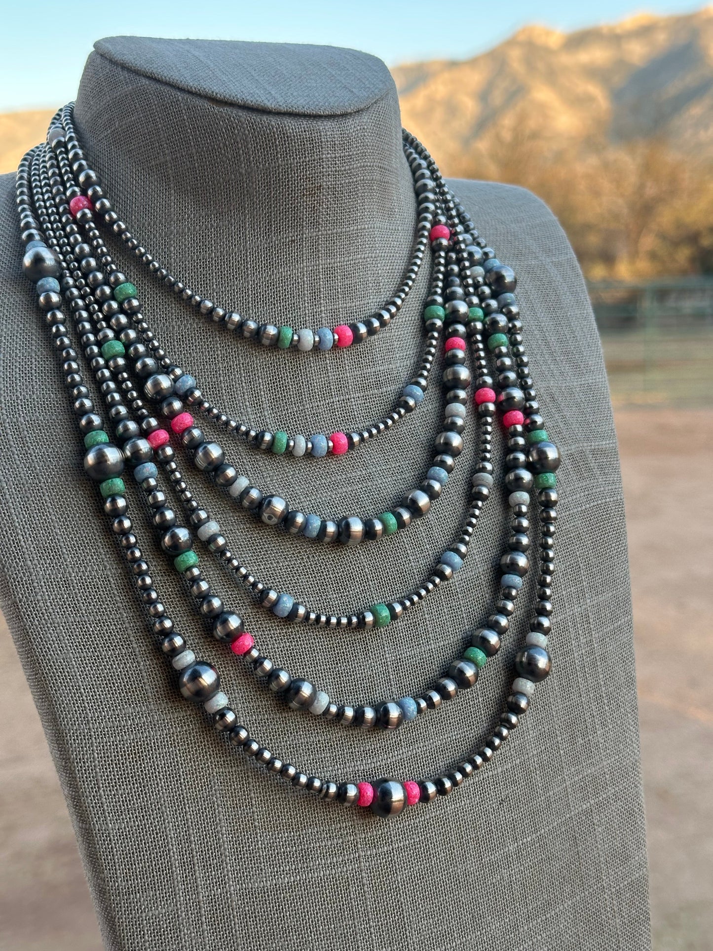 Handcrafted Pearl Sterling Silver Sherbet Opal Necklaces