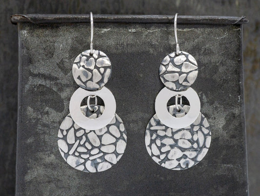 Cobblestone Discs Sterling Silver Earrings