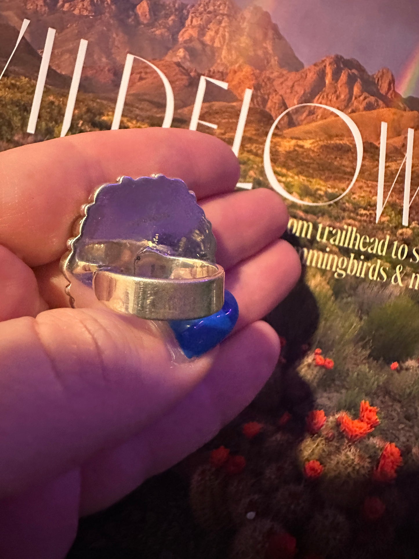 Handmade Sterling Silver Pink Opal, Turquoise Adjustable Ring Signed Nizhoni