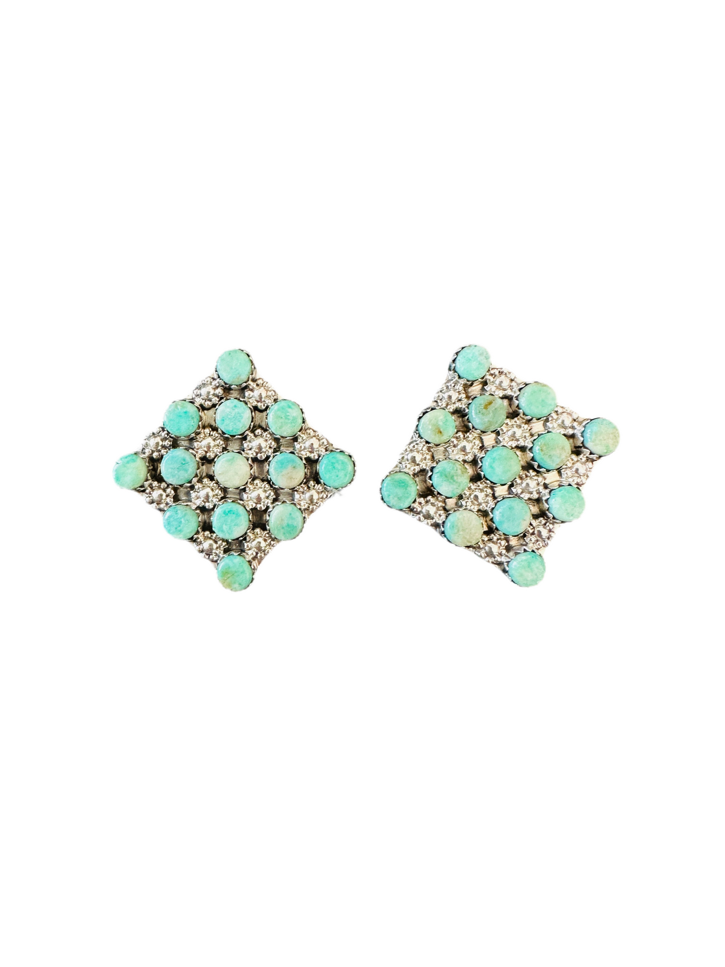 Handcrafted Sterling Silver & Turquoise Cluster Post Earrings