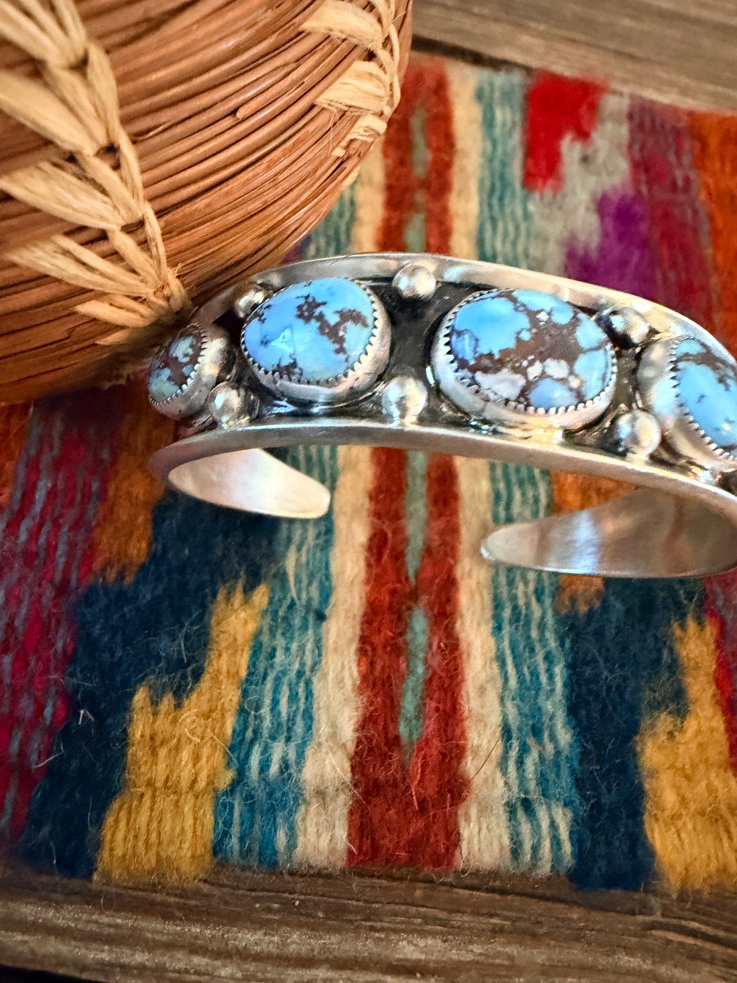 Handcrafted Golden Hills Turquoise & Sterling Silver Cuff Bracelet by Paul Largo