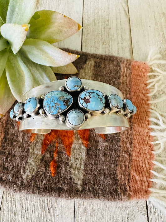 Handcrafted Golden Hills Turquoise & Sterling Silver Cuff Bracelet /