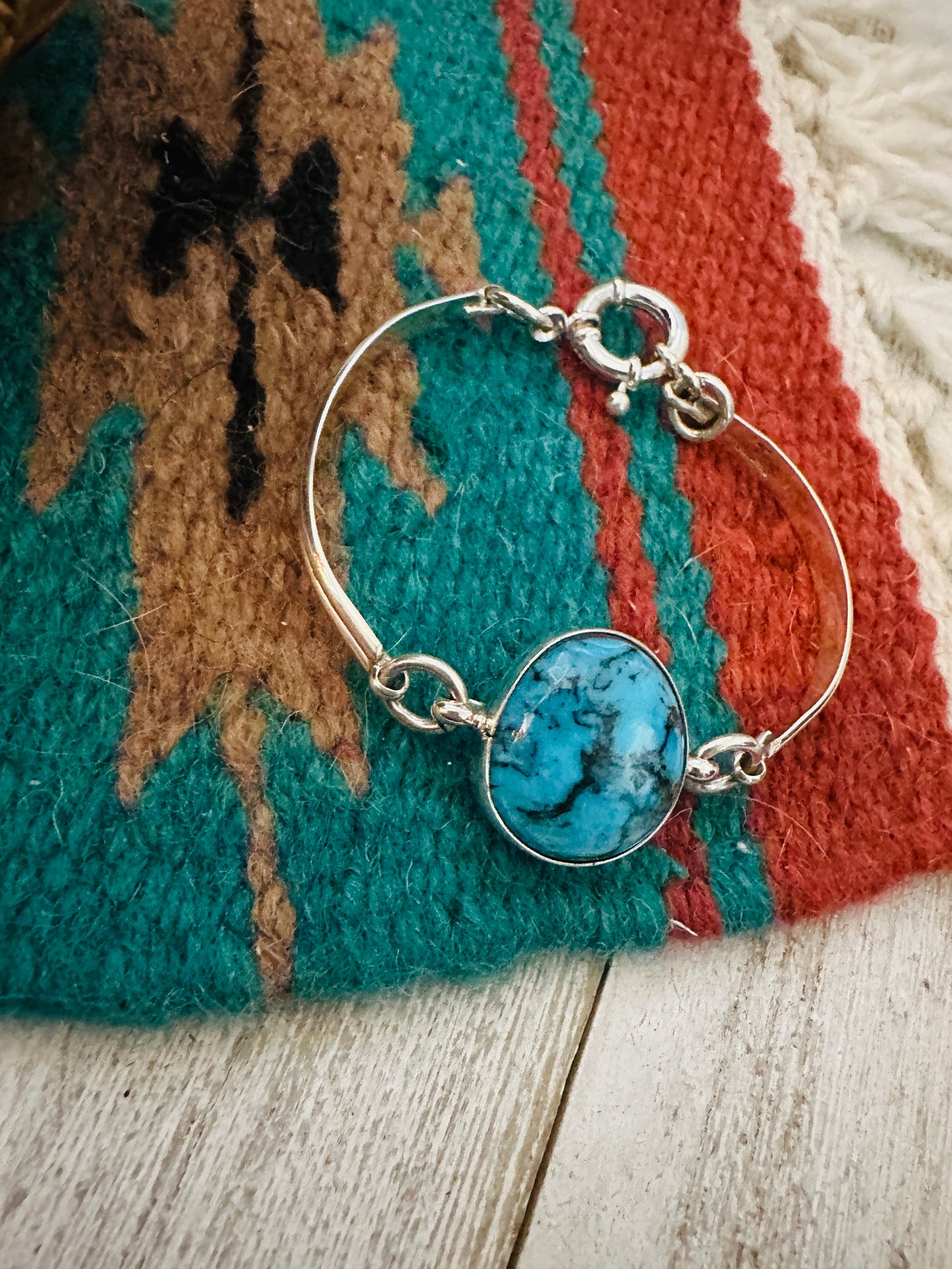 Handcrafted Turquoise & Sterling Silver Floating Link Bracelet