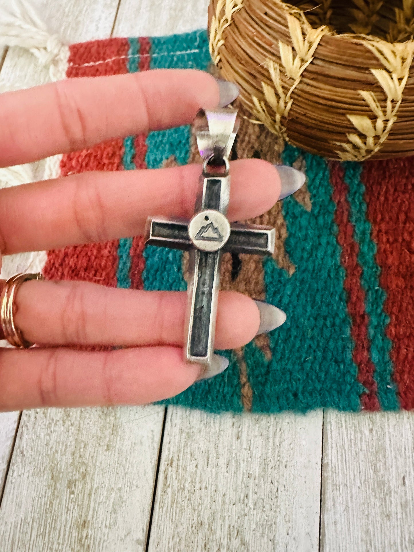 Handcrafted Sterling Silver Cross Mountain Pendant by Chimney Butte