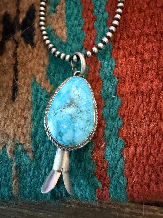 Handcrafted Sterling Silver & Turquoise Blossom Pendant