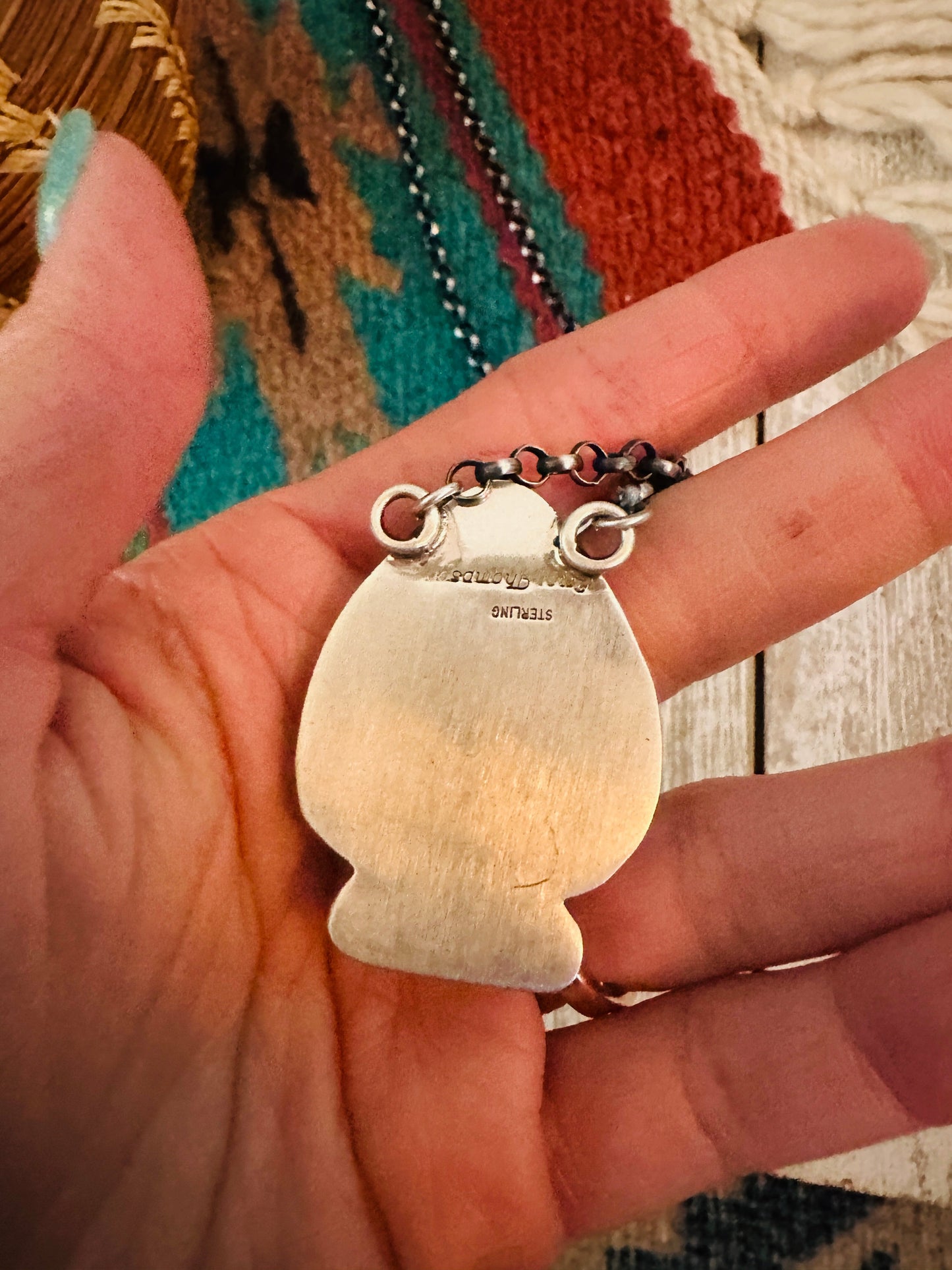 Handcrafted Sterling Silver & Multi Stone Inlay Spade Necklace