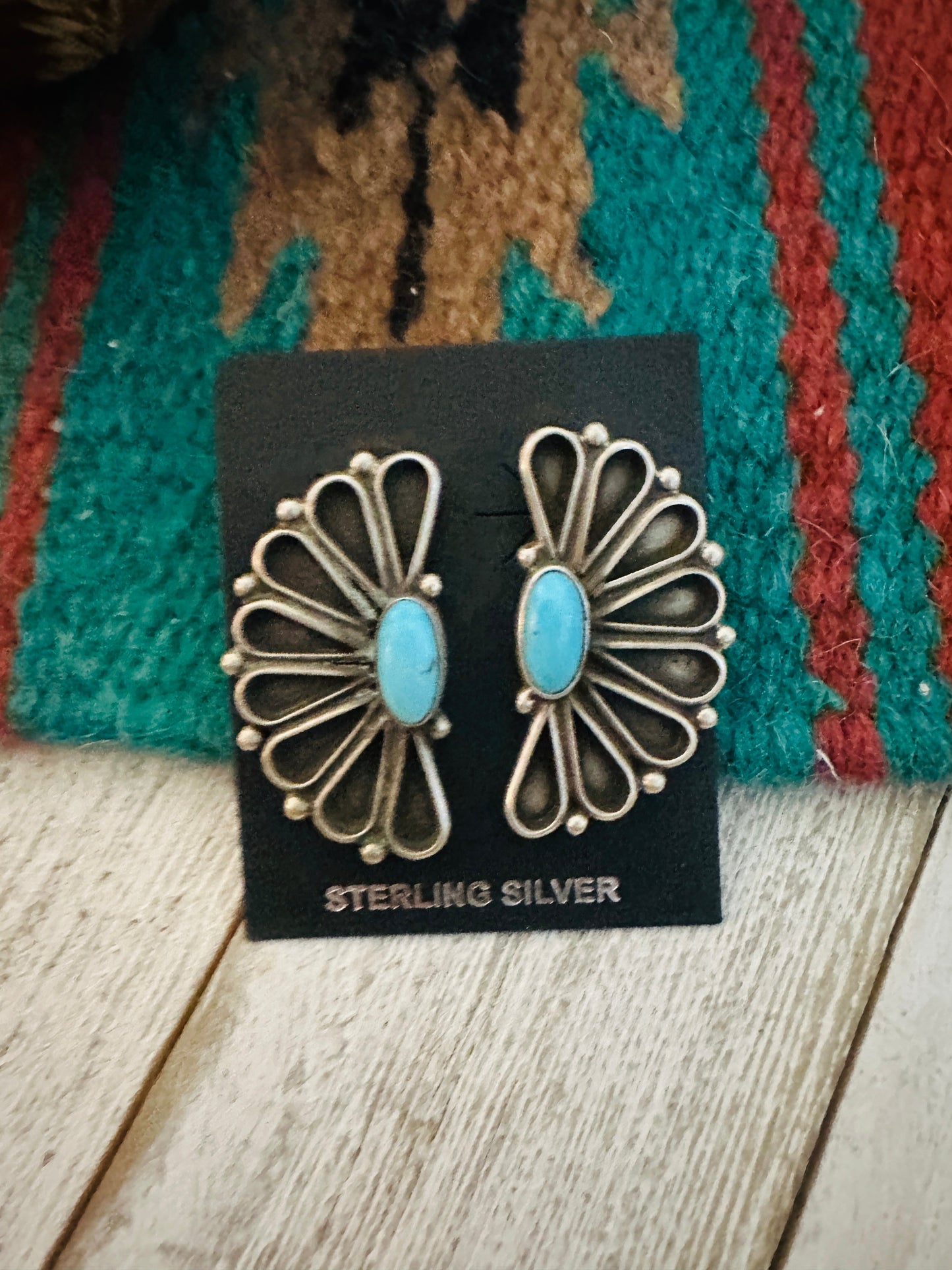 Navajo Sterling Silver & Turquoise Post Earrings by Geraldine James