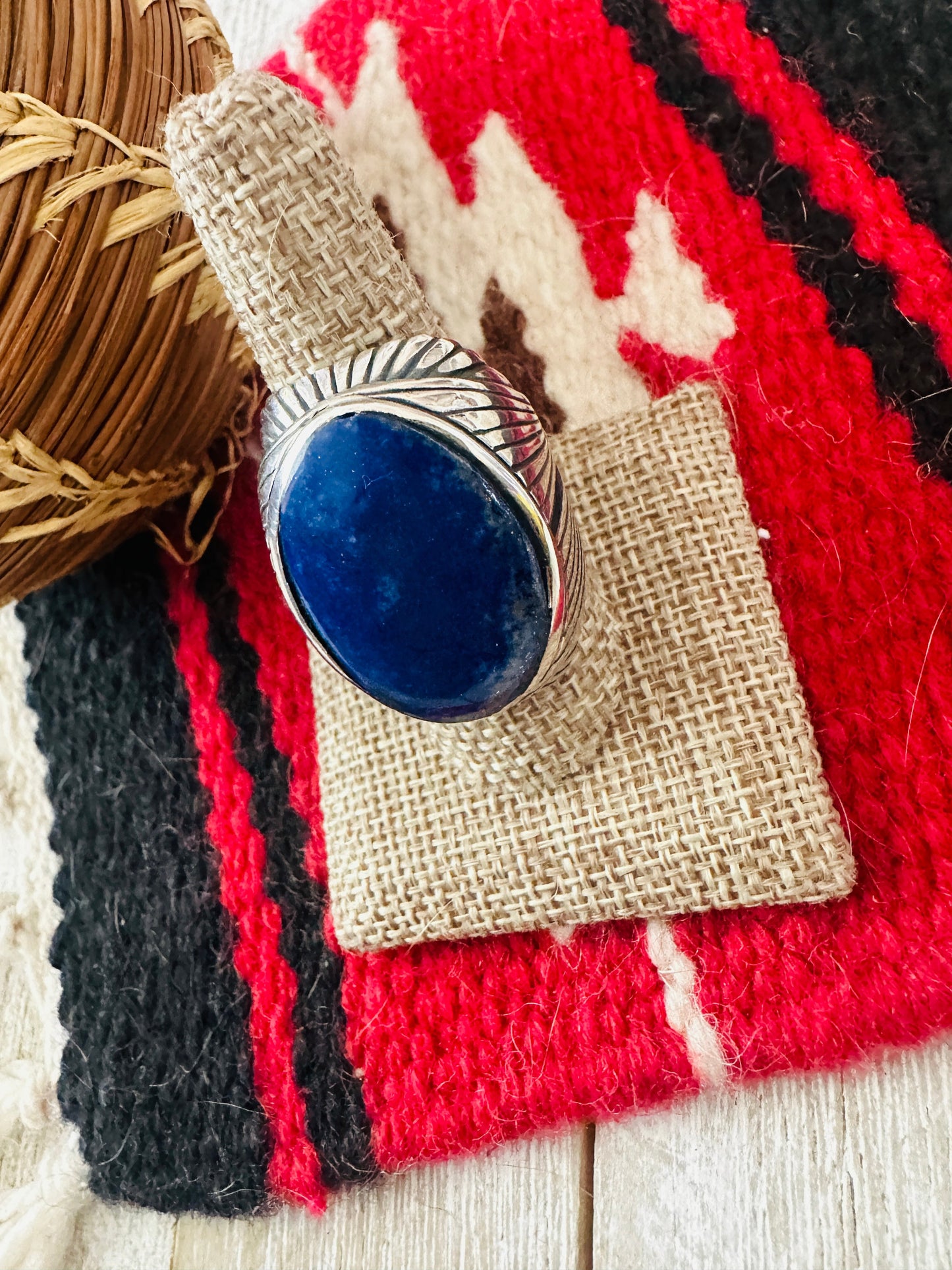 Old Pawn Handcrafted Sterling Silver & Lapis Men’s Ring Size 9