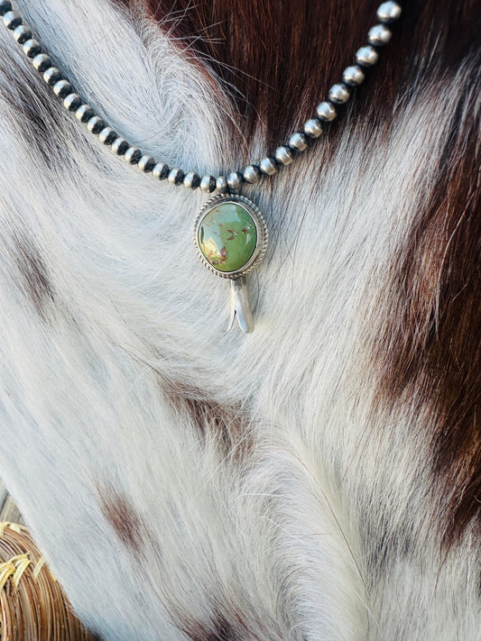 Handcrafted Turquoise & Sterling Silver Beaded Blossom Necklace