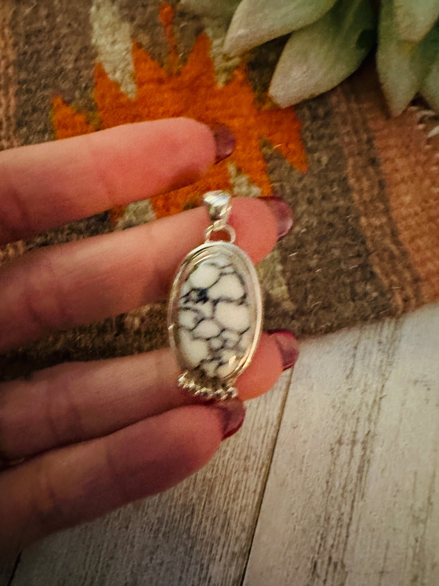 Handcrafted Howlite & Sterling Silver Pendant