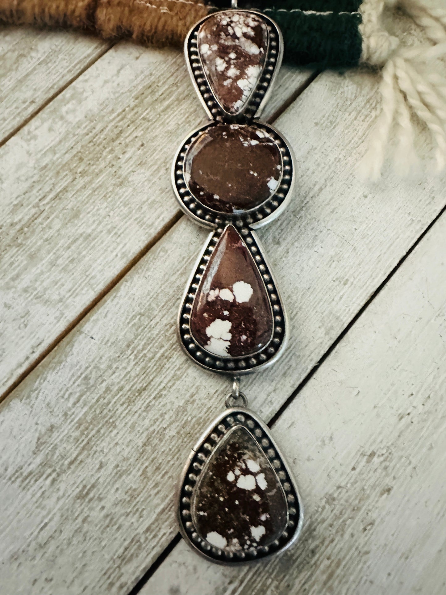 Handcrafted Wild Horse & Sterling Silver Lariat Necklace Set