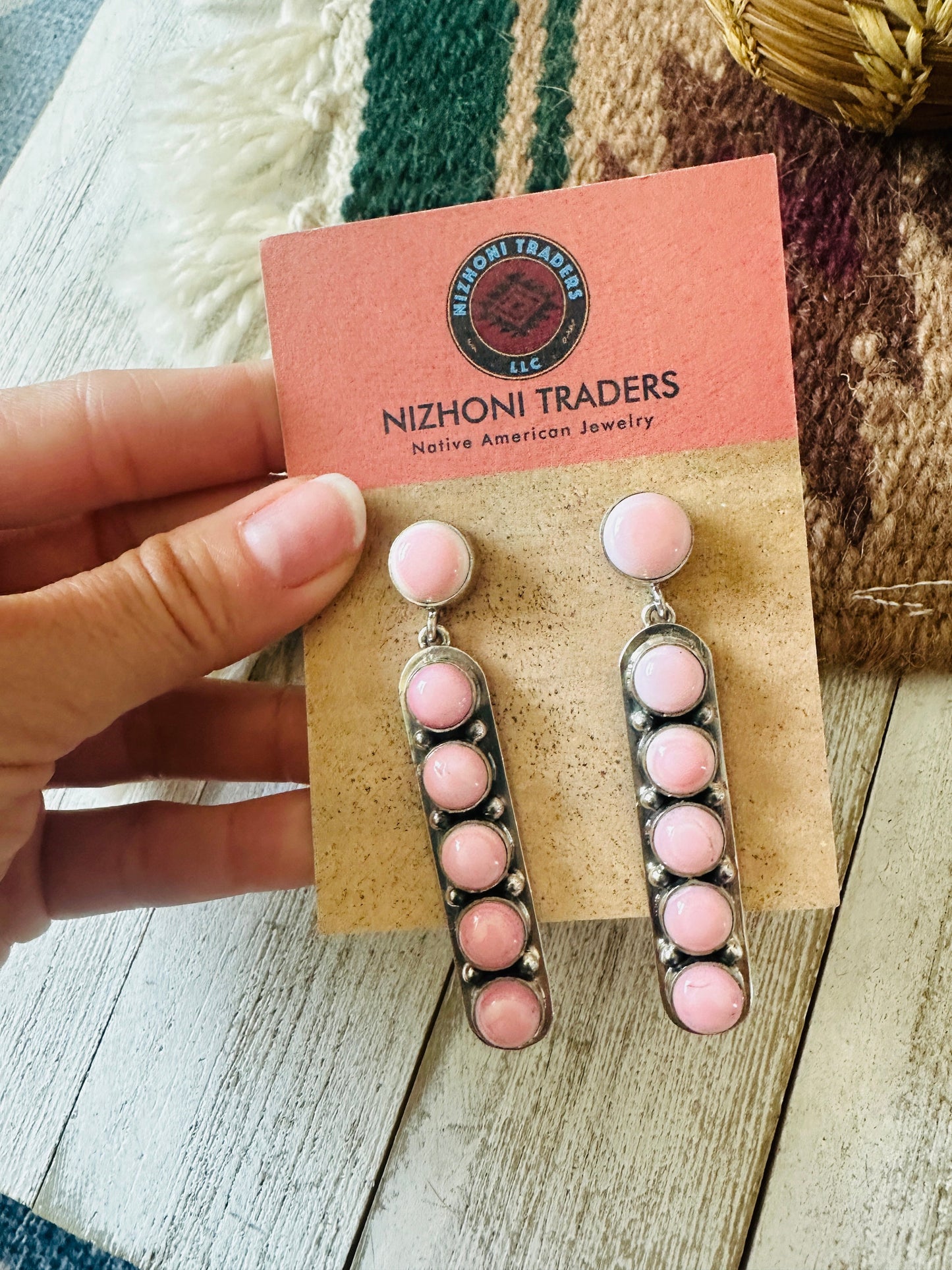 Handcrafted Sterling Silver & Queen Pink Conch Dangle Earrings