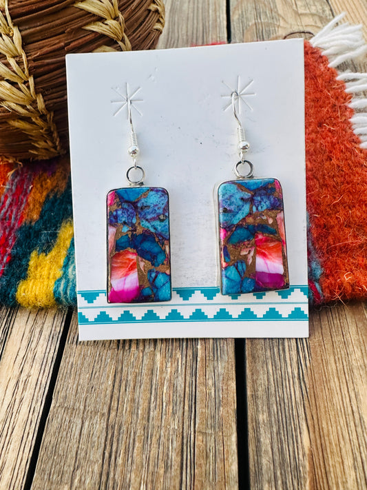 Handcrafted Pink Dream Mojave & Sterling Silver Dangle Earrings by Jacqueline Silver