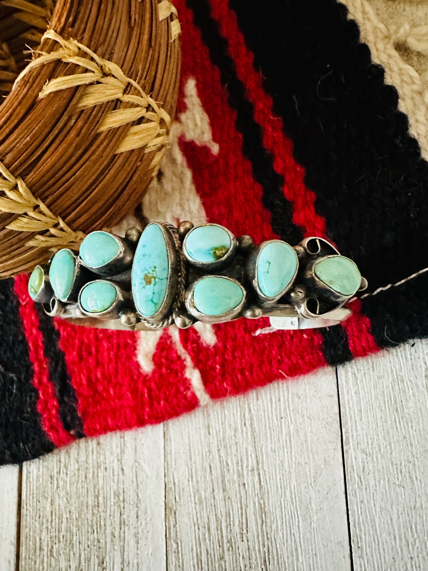 Handcrafted Sonoran Mountain Turquoise & Sterling Silver Cuff Bracelet
