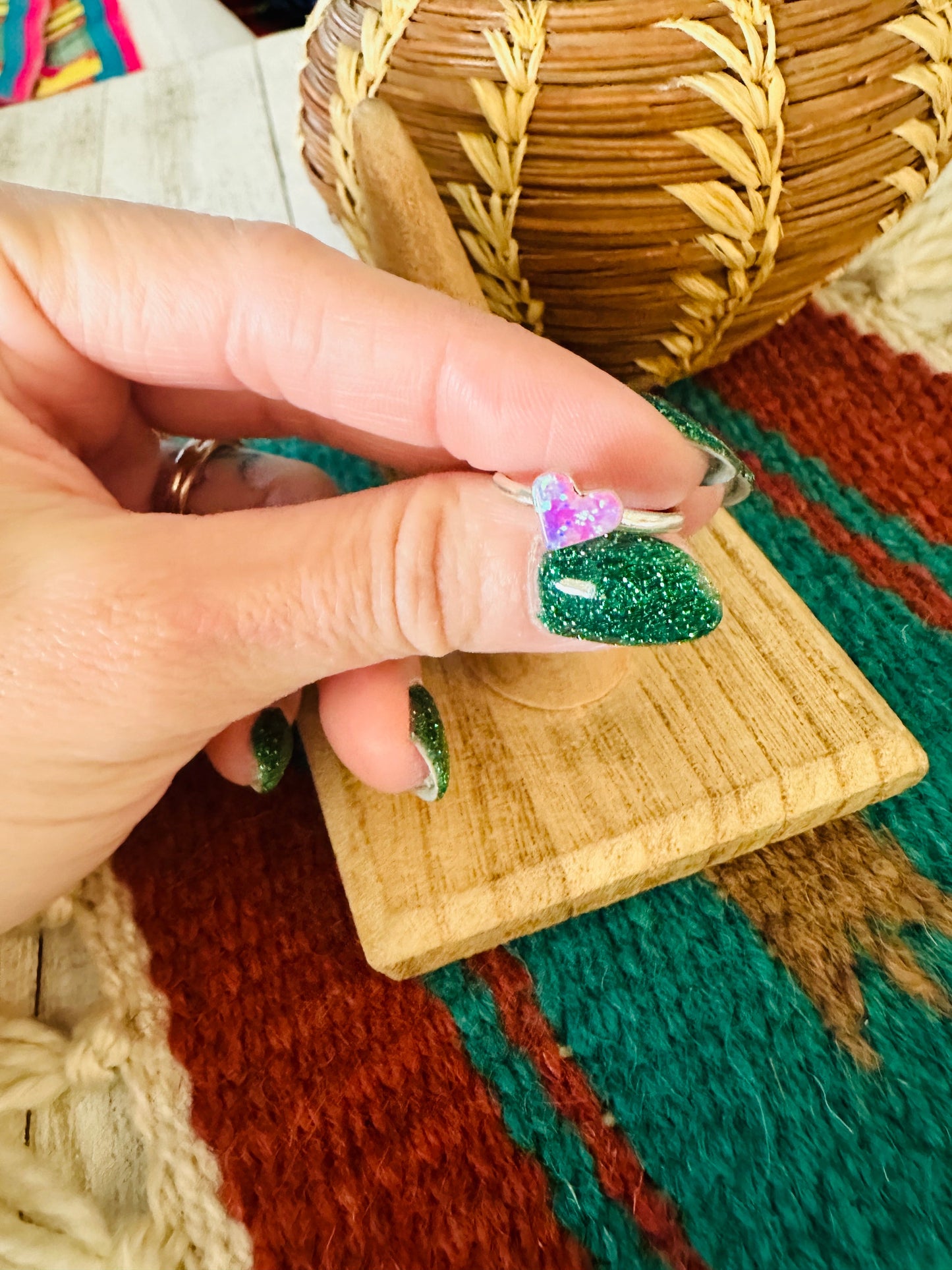 Handcrafted Sterling Silver & Pink Opal Heart Ring