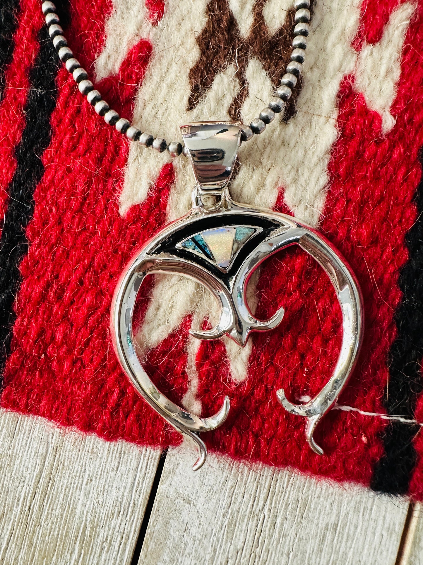 Handcrafted Sterling Silver & Opal Inlay Naja Pendant