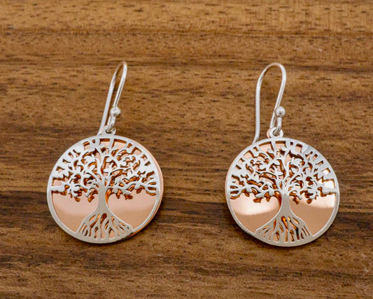 Tree of Life Copper &
Sterling Silver Earrings
