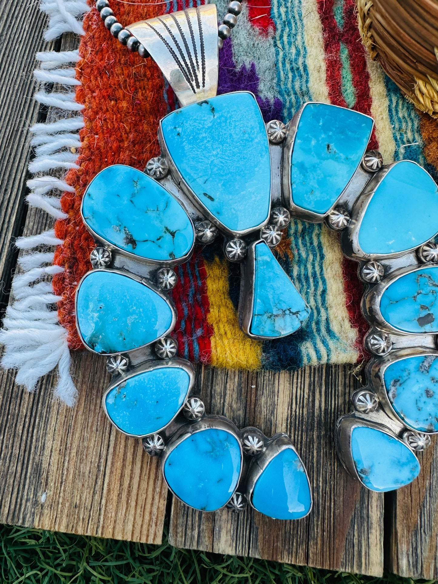 Handcrafted Sterling Silver & Turquoise Jumbo Naja Pendant