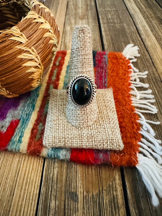 Handcrafted Black Onyx & Sterling Silver Ring