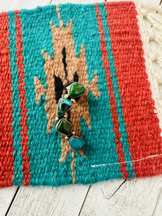 Handcrafted Sterling Silver & Turquoise Ear Cuff Signed