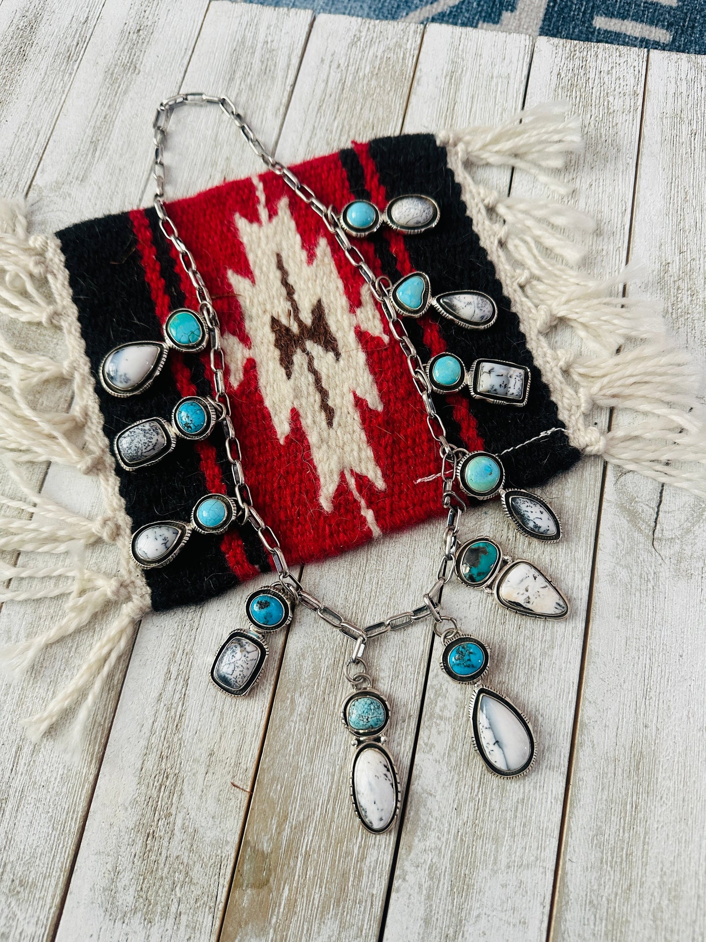 Handcrafted Sterling Silver, Turquoise & White Buffalo Necklace
