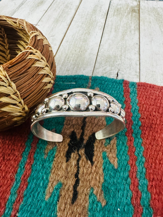 Handcrafted Hand Crafted Sterling Silver Ball Cuff Bracelet