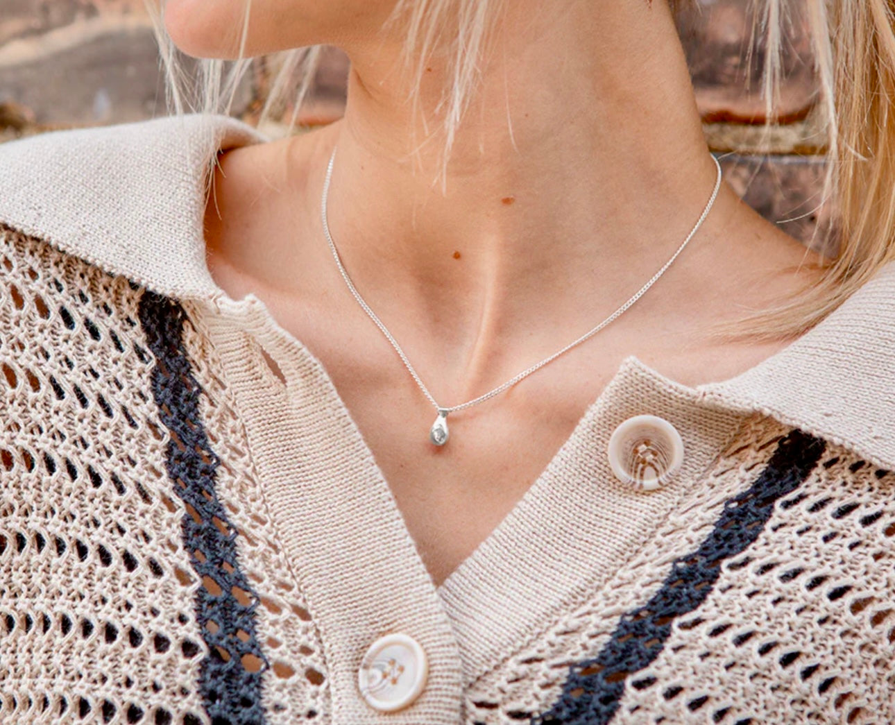 18" Mini Teardrop Sterling Silver Necklace