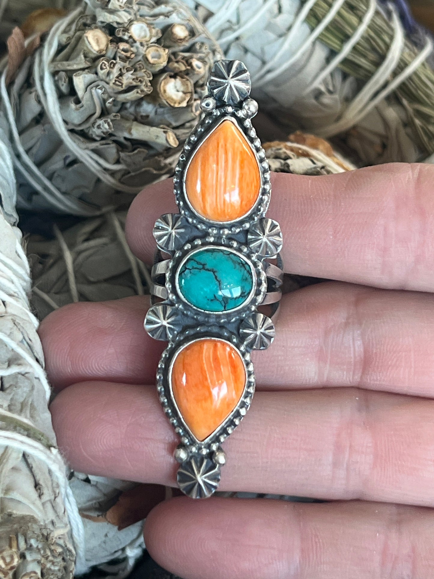 Rosella Paxson Hubei Turquoise and Spiny Oyster Ring
