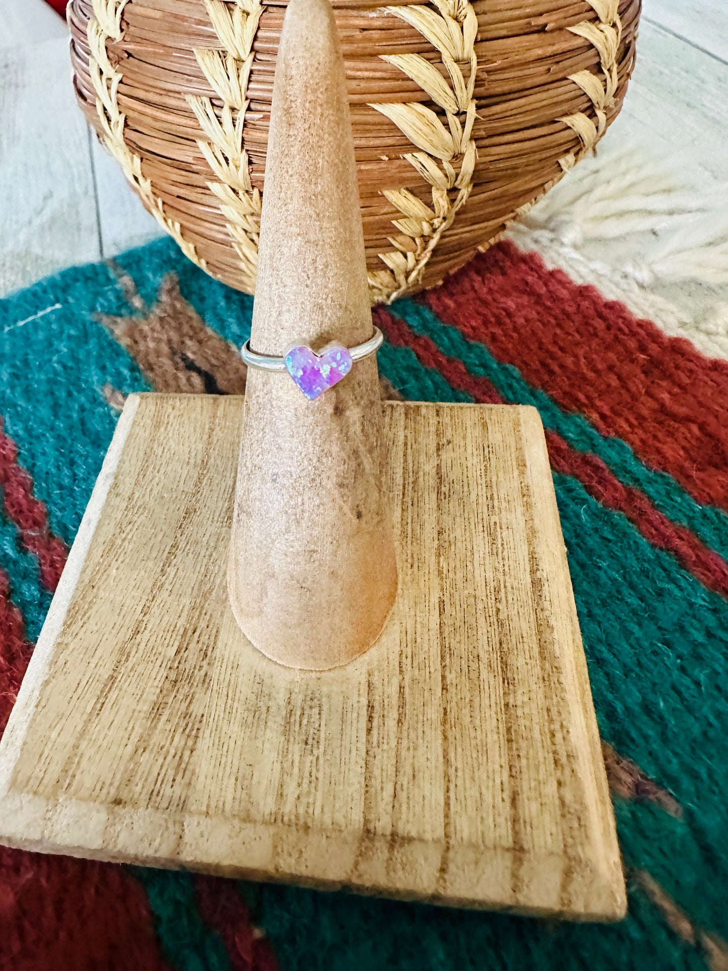Handcrafted Sterling Silver & Pink Opal Heart Ring
