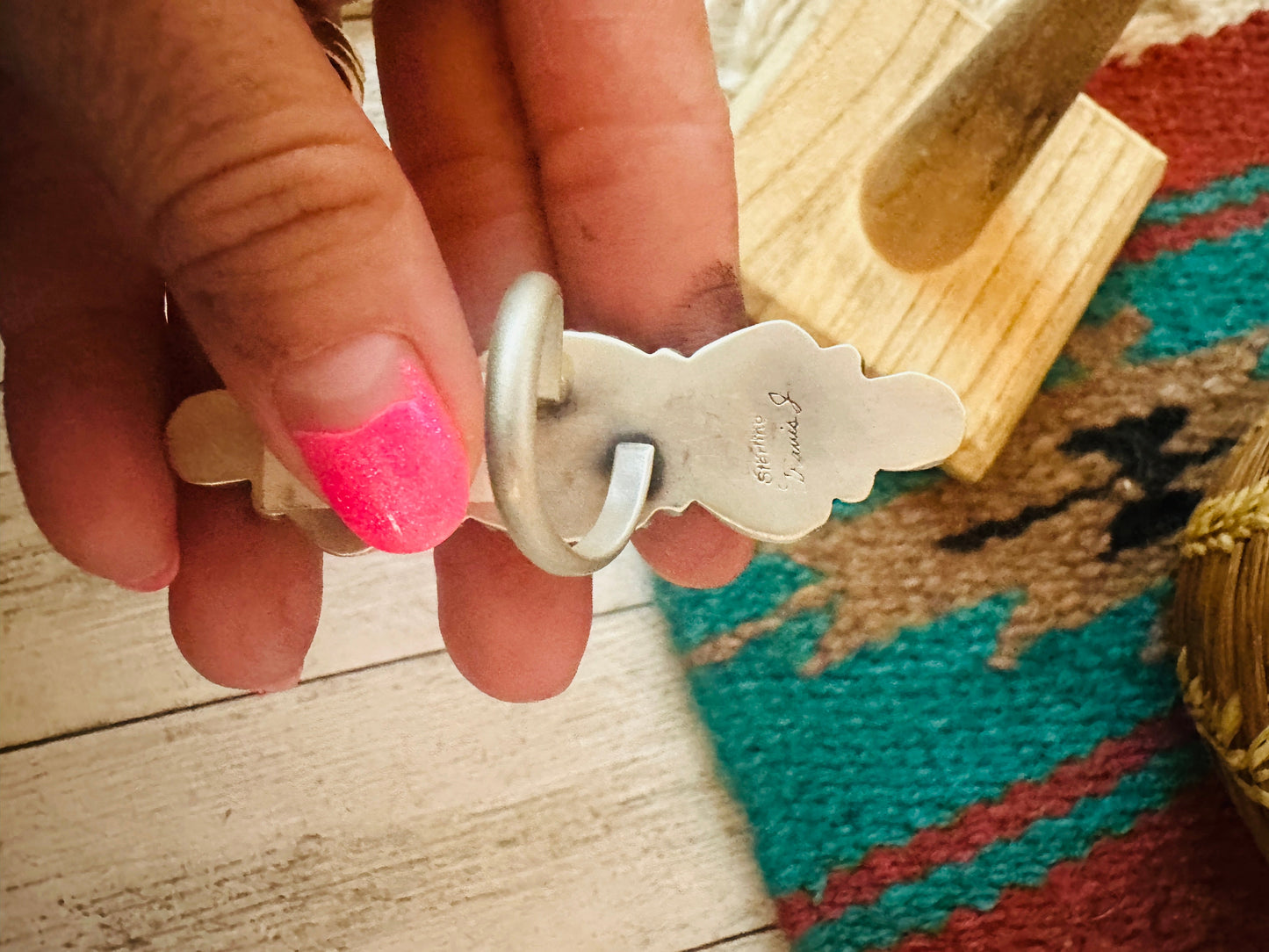 Handcrafted Turquoise & Sterling Silver Adjustable Statement Ring