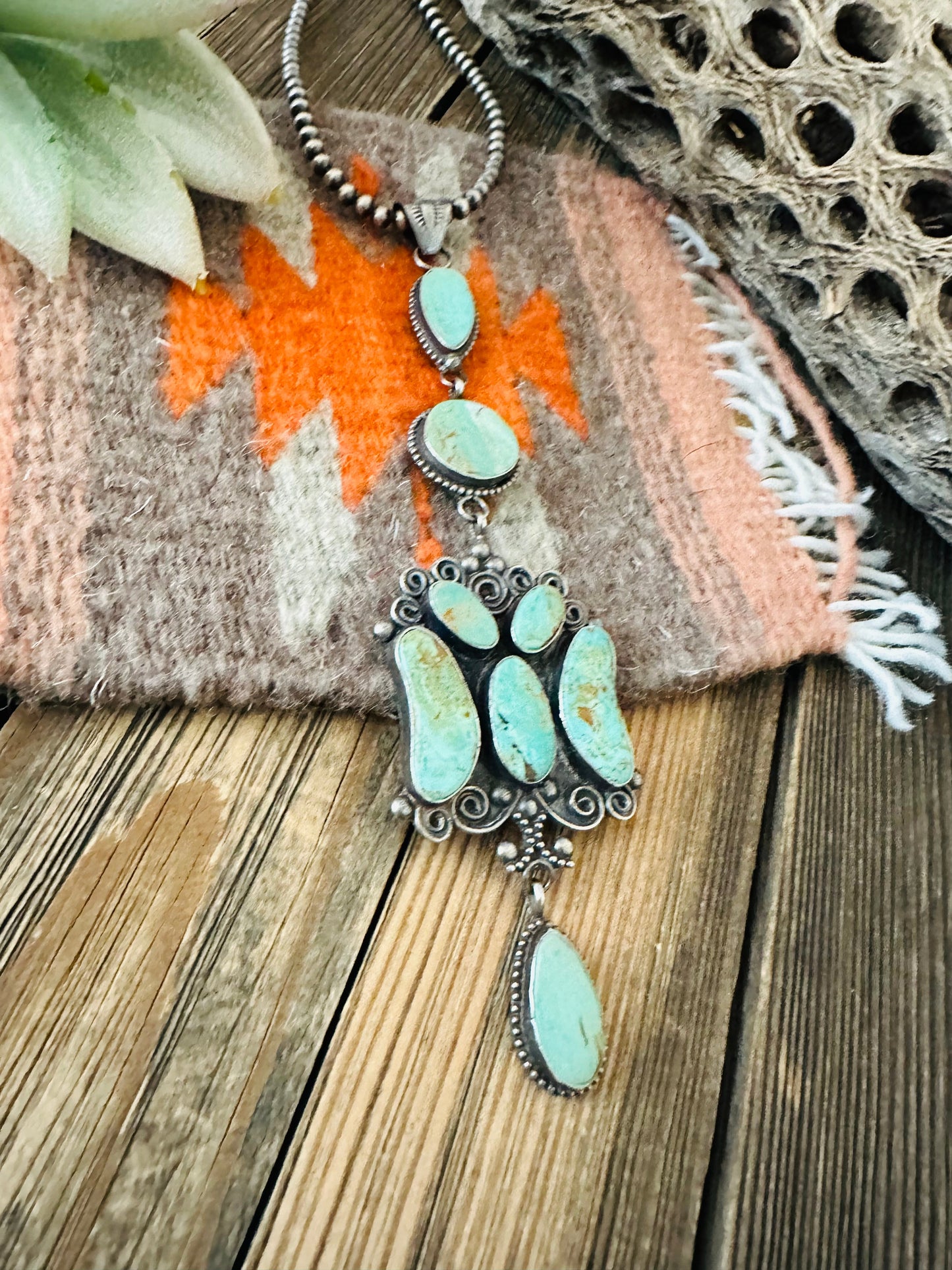 Handcrafted Royston Turquoise and Sterling Silver Pendant by Jacqueline Silver