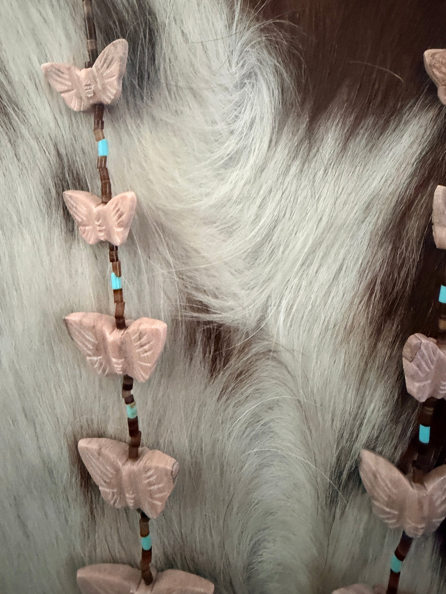 Handcrafted Sterling Silver & Beaded Fetish Butterfly Necklace 28" by Larry Cisco