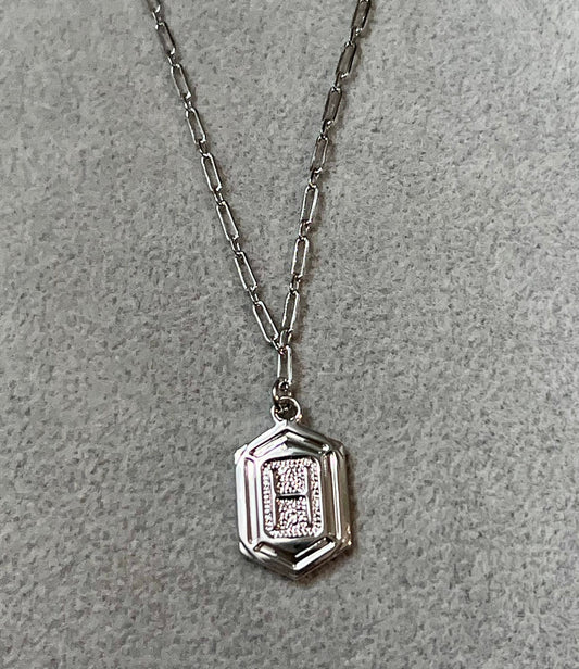 Hexagon Tag Initial “H” Pendant Necklace