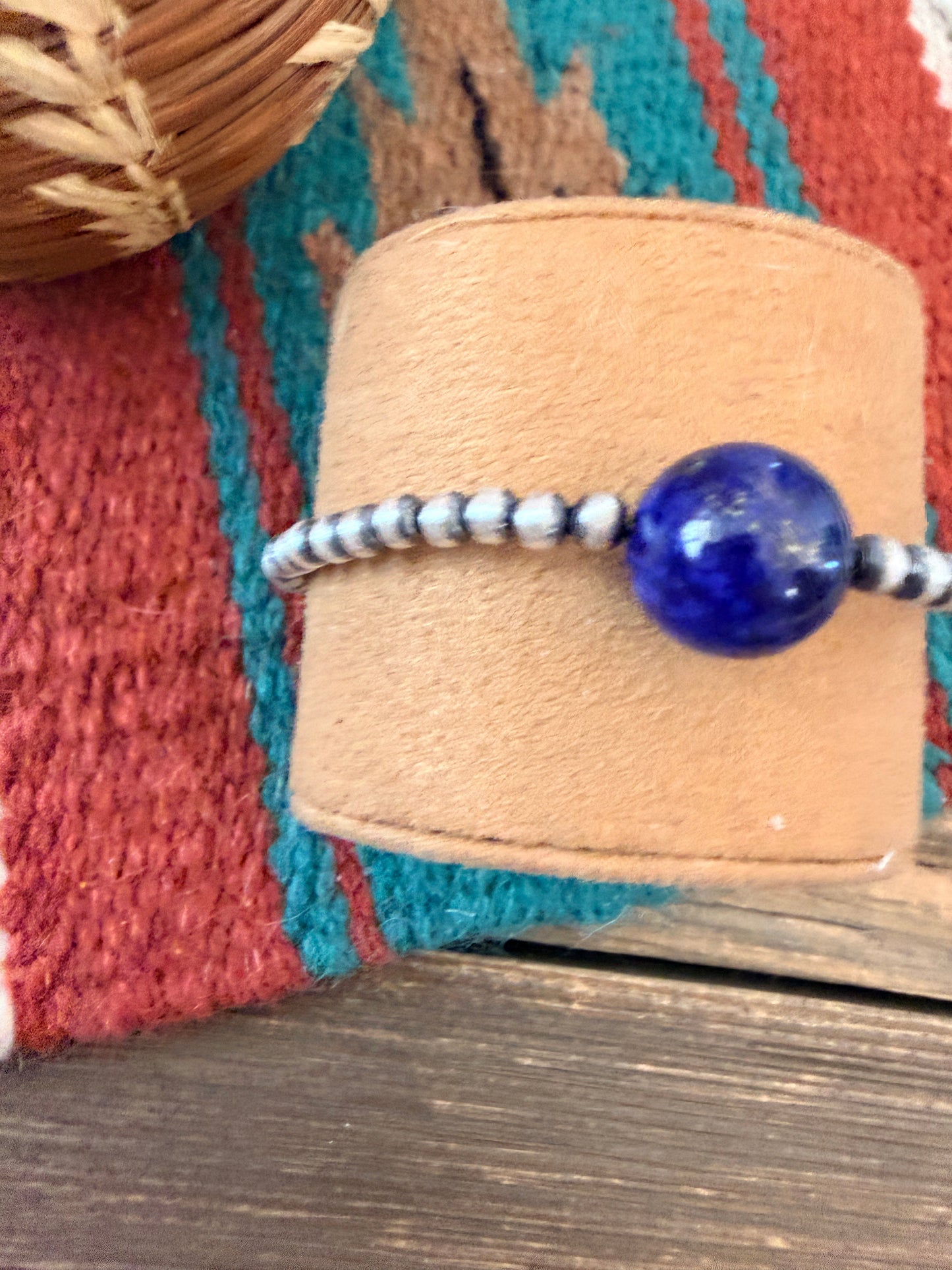 Handcrafted Lapis & Sterling Silver Pearl Beaded Bracelet