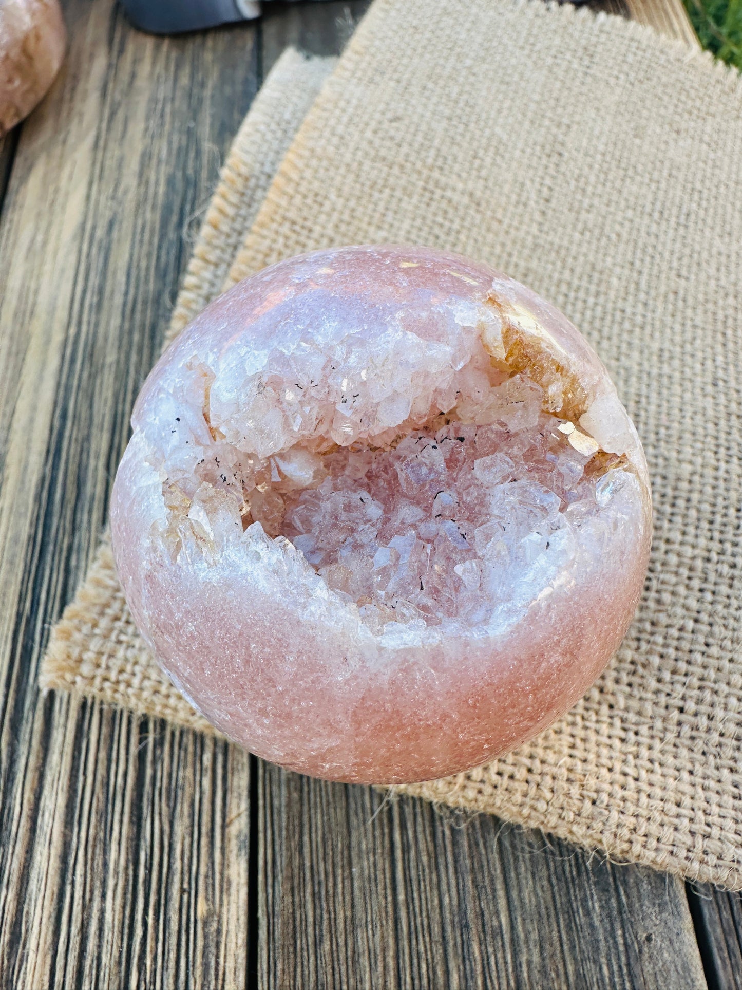 Nizhoni Crystals ✨  Pink Amethyst Geode Sphere