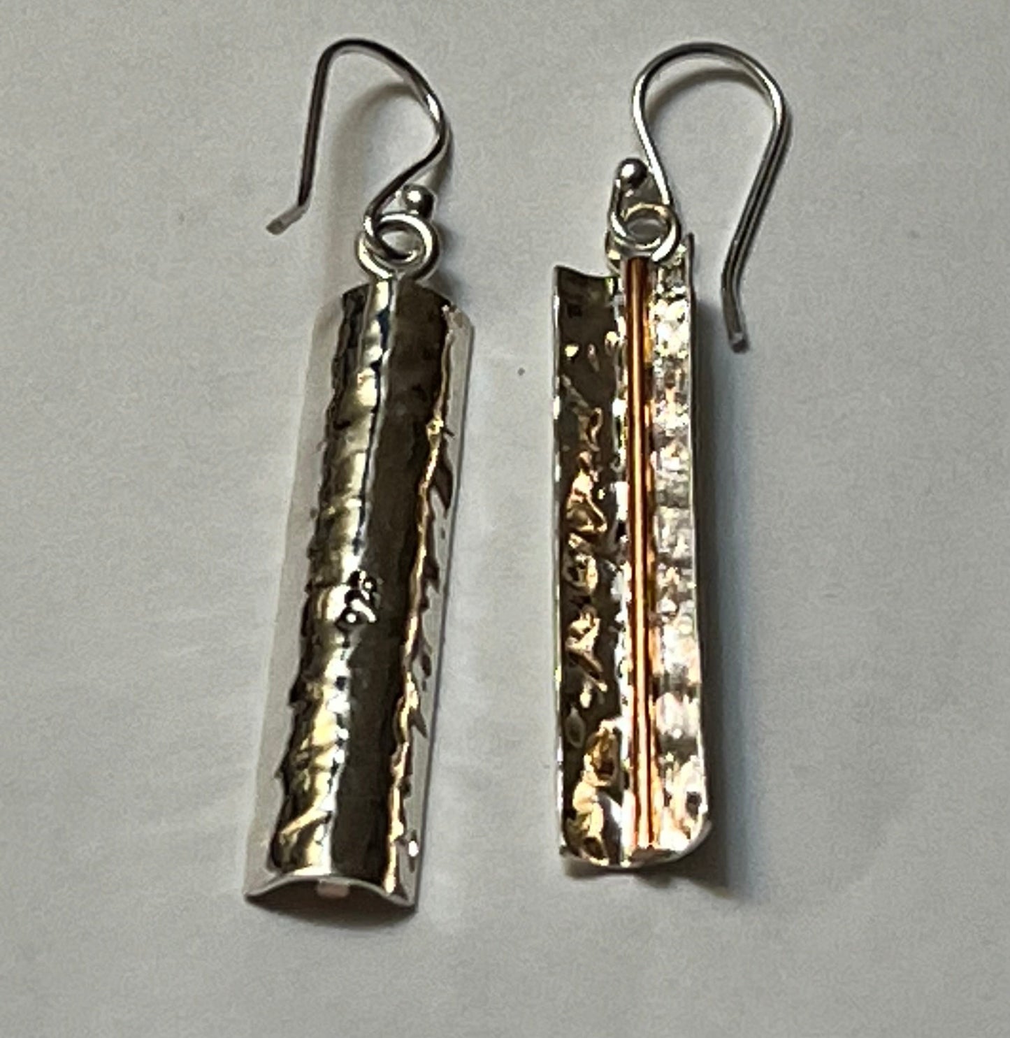 Copper Reflection Sterling Silver Earrings on Hook