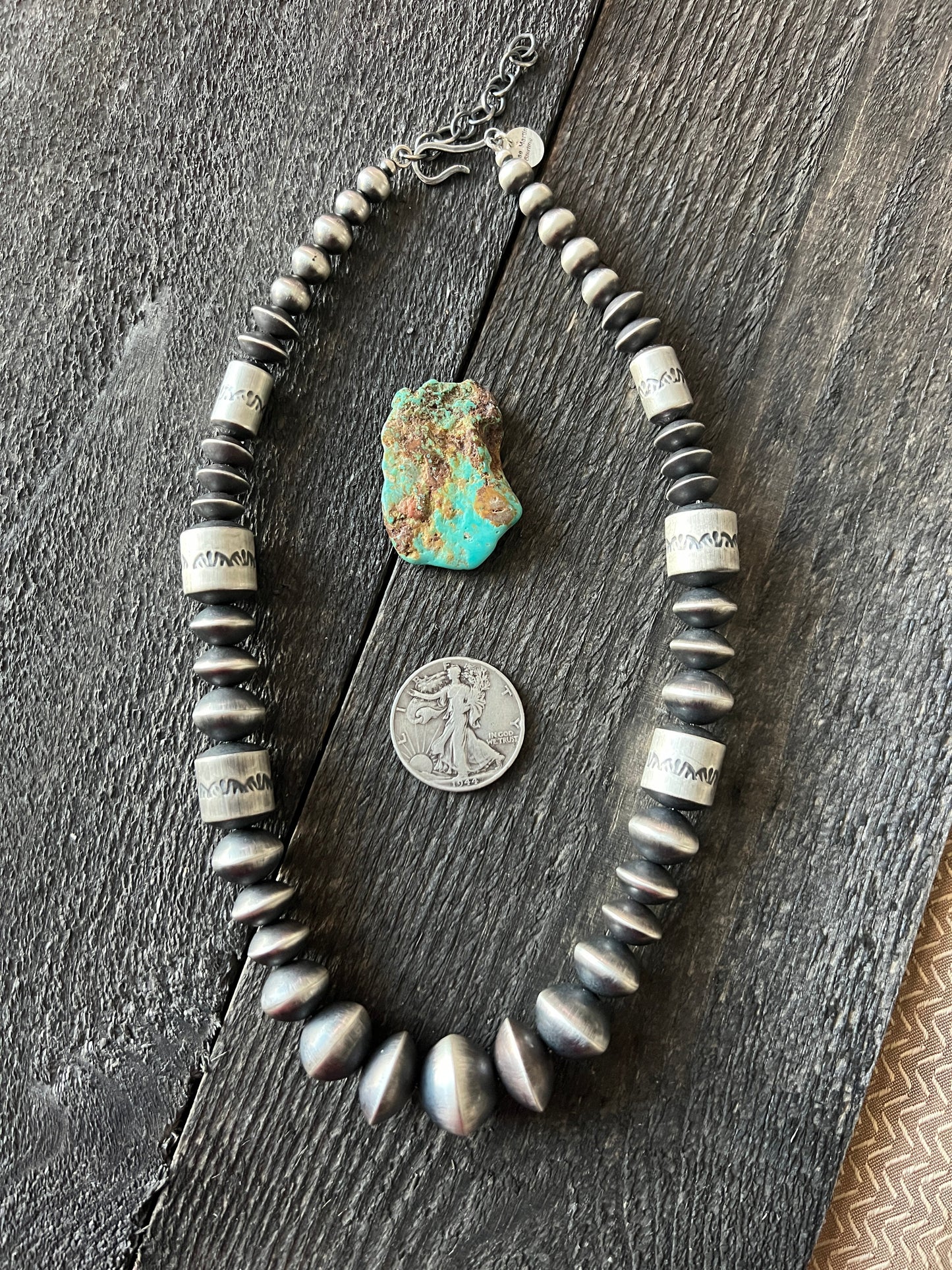 Handcrafted Sterling Silver Single Strand Beaded Statement Necklace by Rose Martin, 20” + 2”