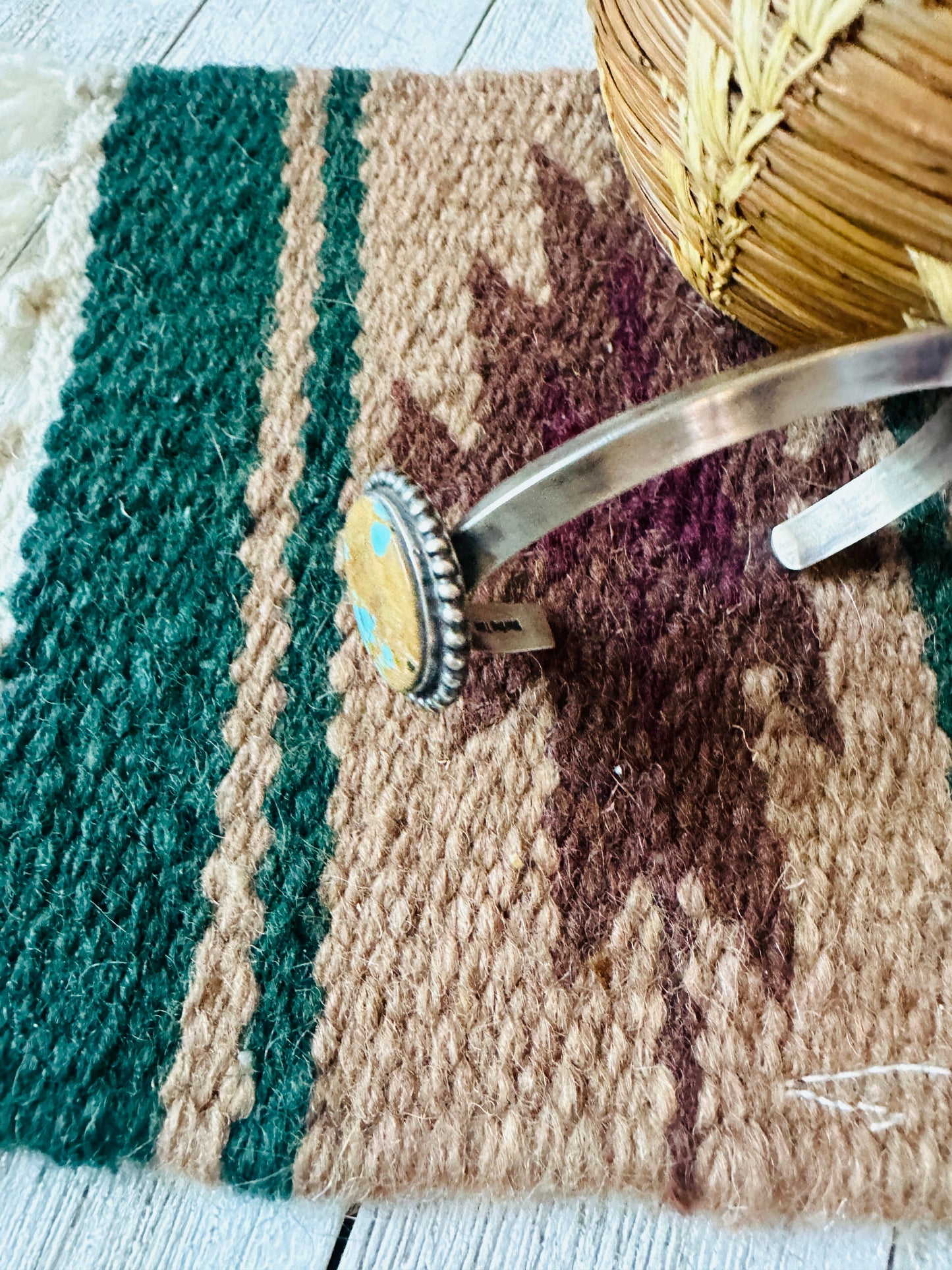Handcrafted Sterling Silver & Number 8 Turquoise Cuff Bracelet